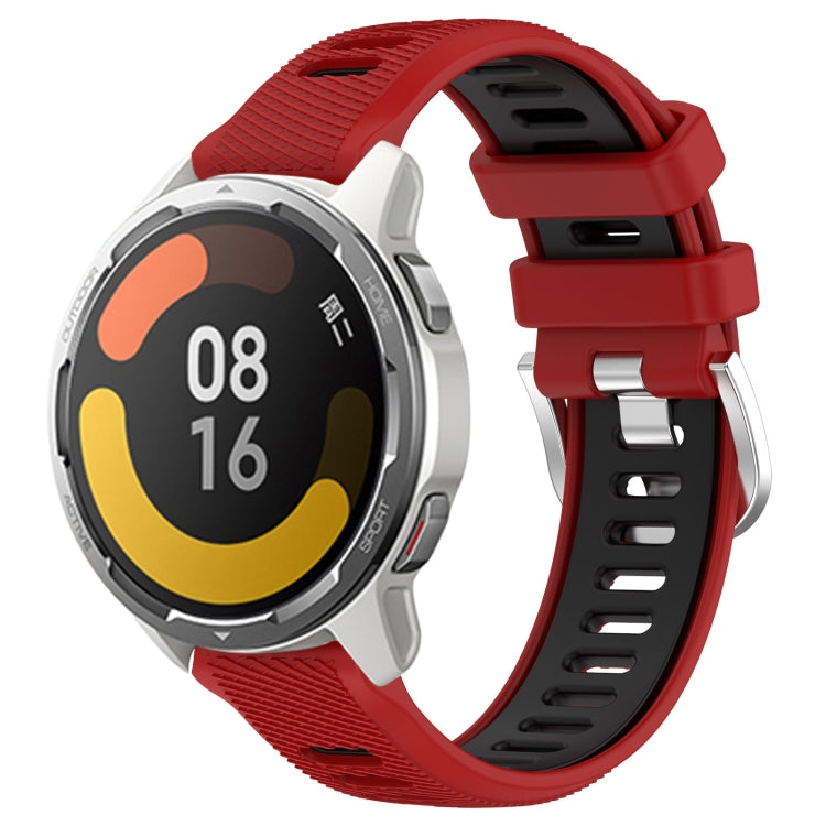 For Xiaomi Watch S1 Active 22mm Sports Two-Color Steel Buckle Silicone Watch Band(Red+Black) - Smart Wear by PMC TechLife | Online Shopping South Africa | PMC TechLife