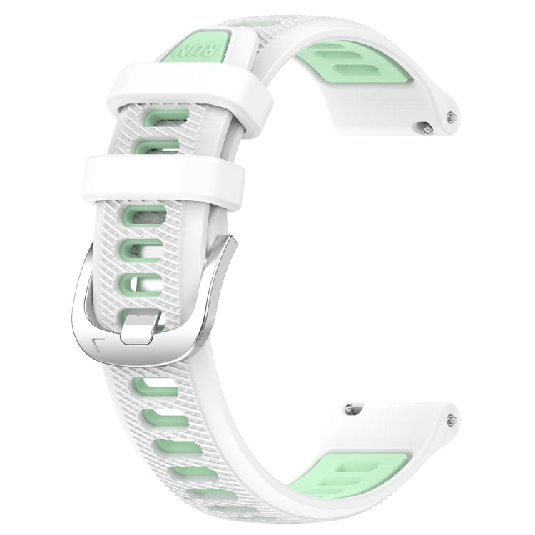 For Xiaomi MI Watch Color 2 22mm Sports Two-Color Steel Buckle Silicone Watch Band(White+Teal) - Smart Wear by PMC TechLife | Online Shopping South Africa | PMC TechLife