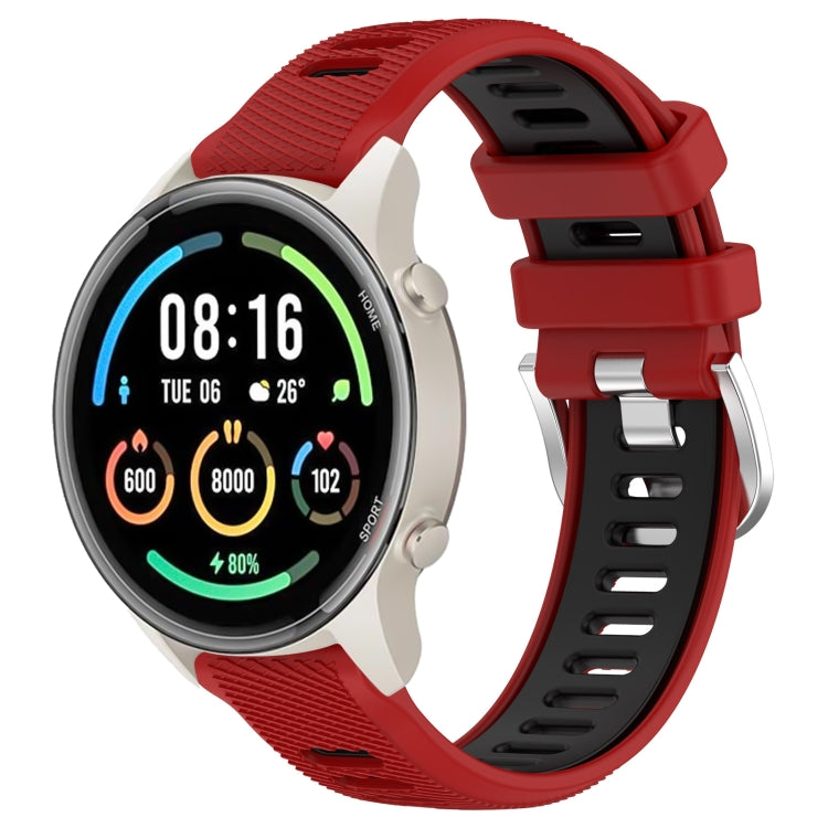 For Xiaomi MI Watch Color 2 22mm Sports Two-Color Steel Buckle Silicone Watch Band(Red+Black) - Smart Wear by PMC TechLife | Online Shopping South Africa | PMC TechLife