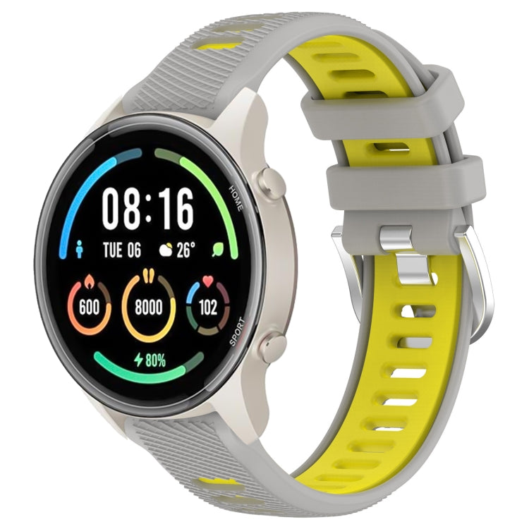 For Xiaomi MI Watch Color 2 22mm Sports Two-Color Steel Buckle Silicone Watch Band(Grey+Yellow) - Smart Wear by PMC TechLife | Online Shopping South Africa | PMC TechLife