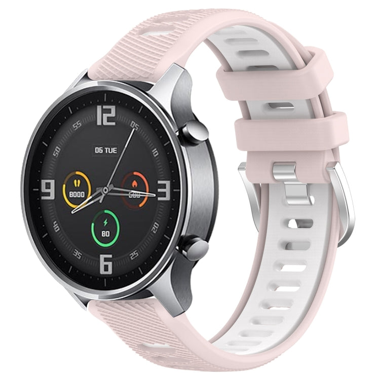 For Xiaomi MI Watch Sport 22mm Sports Two-Color Steel Buckle Silicone Watch Band(Pink+White) - Smart Wear by PMC TechLife | Online Shopping South Africa | PMC TechLife