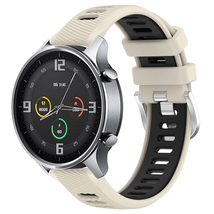 For Xiaomi MI Watch Sport 22mm Sports Two-Color Steel Buckle Silicone Watch Band(Starlight+Black) - Smart Wear by PMC TechLife | Online Shopping South Africa | PMC TechLife