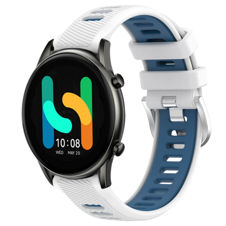 For Xiaomi MI Watch Color 22mm Sports Two-Color Steel Buckle Silicone Watch Band(White+Blue) - Smart Wear by PMC TechLife | Online Shopping South Africa | PMC TechLife
