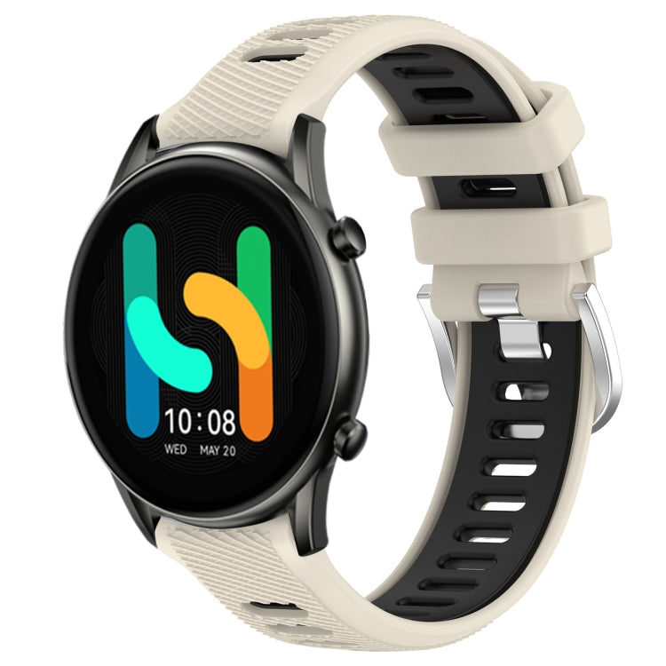 For Xiaomi MI Watch Color 22mm Sports Two-Color Steel Buckle Silicone Watch Band(Starlight+Black) - Smart Wear by PMC TechLife | Online Shopping South Africa | PMC TechLife