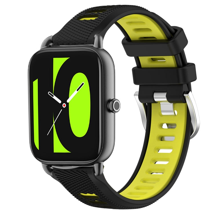 For Xiaomi Haylou RT2 LS10 22mm Sports Two-Color Steel Buckle Silicone Watch Band(Black+Lime Green) - Smart Wear by PMC TechLife | Online Shopping South Africa | PMC TechLife