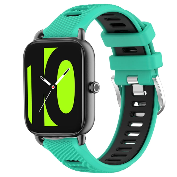 For Xiaomi Haylou RT2 LS10 22mm Sports Two-Color Steel Buckle Silicone Watch Band(Lake Blue+Black) - Smart Wear by PMC TechLife | Online Shopping South Africa | PMC TechLife