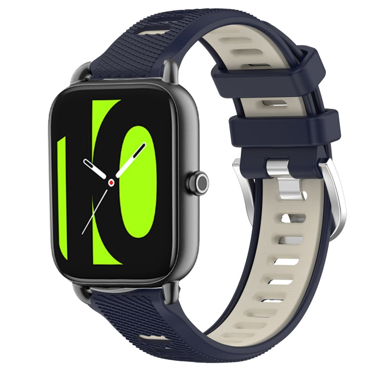 For Xiaomi Haylou RT2 LS10 22mm Sports Two-Color Steel Buckle Silicone Watch Band(Midnight Blue+Starlight) - Smart Wear by PMC TechLife | Online Shopping South Africa | PMC TechLife