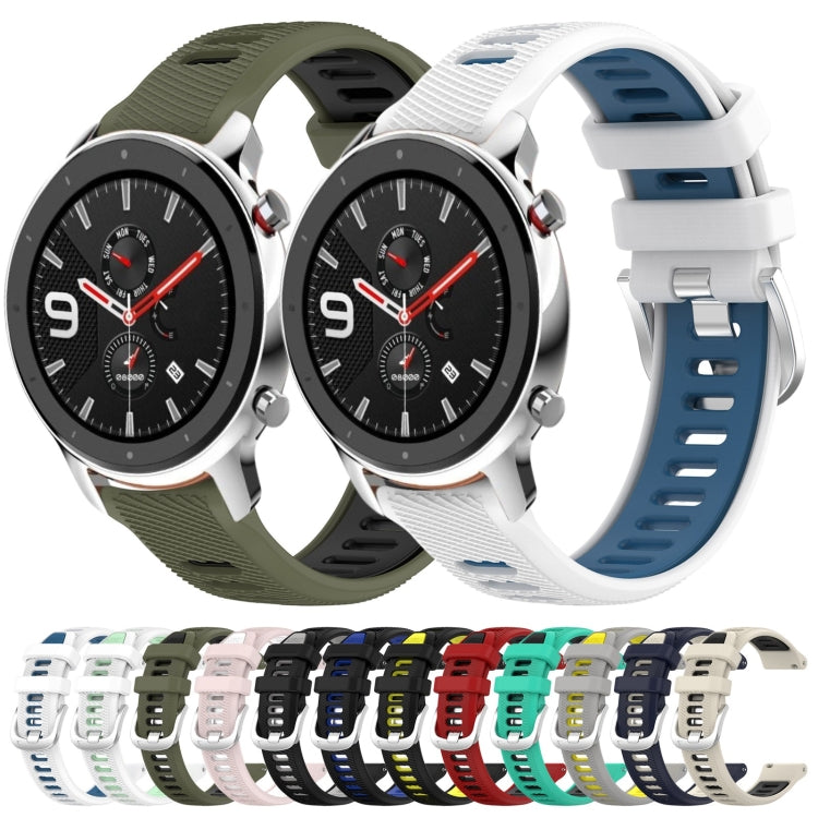 For Amazfit GTR 4 22mm Cross Texture Two Color Silicone Steel Buckle Watch Band(Black+Grey) - Smart Wear by PMC TechLife | Online Shopping South Africa | PMC TechLife