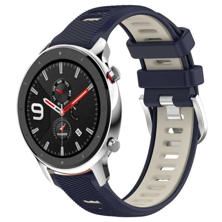 For Amazfit GTR 4 Pro 22mm Cross Texture Two Color Silicone Steel Buckle Watch Band(Midnight Blue + Starlight) -  by PMC TechLife | Online Shopping South Africa | PMC TechLife
