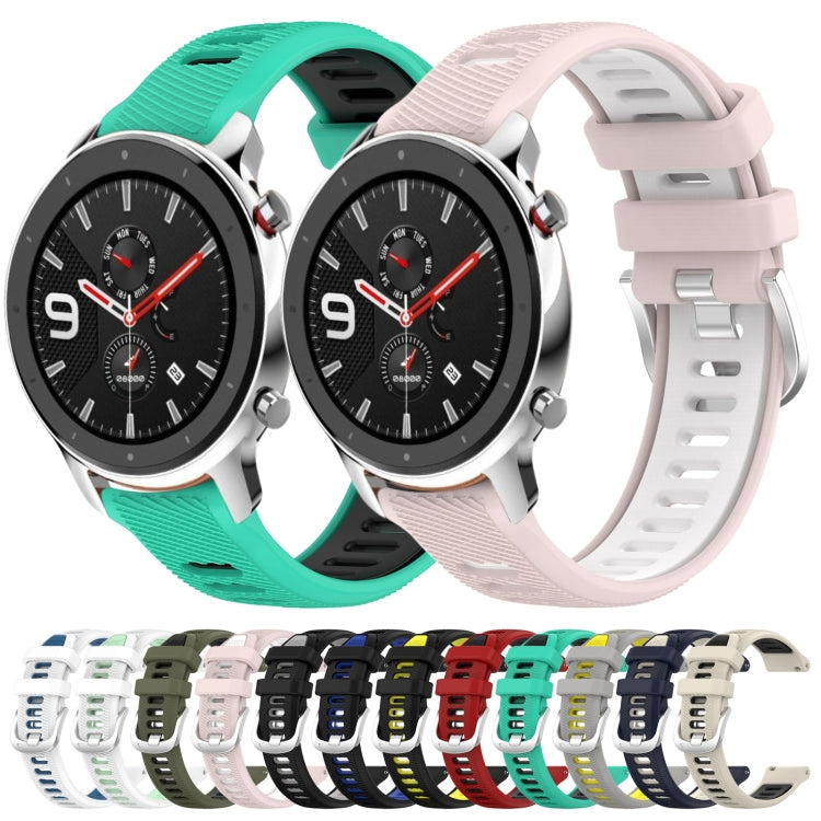 For Amazfit GTR 4 Pro 22mm Cross Texture Two Color Silicone Steel Buckle Watch Band(Black+Grey) - Smart Wear by PMC TechLife | Online Shopping South Africa | PMC TechLife