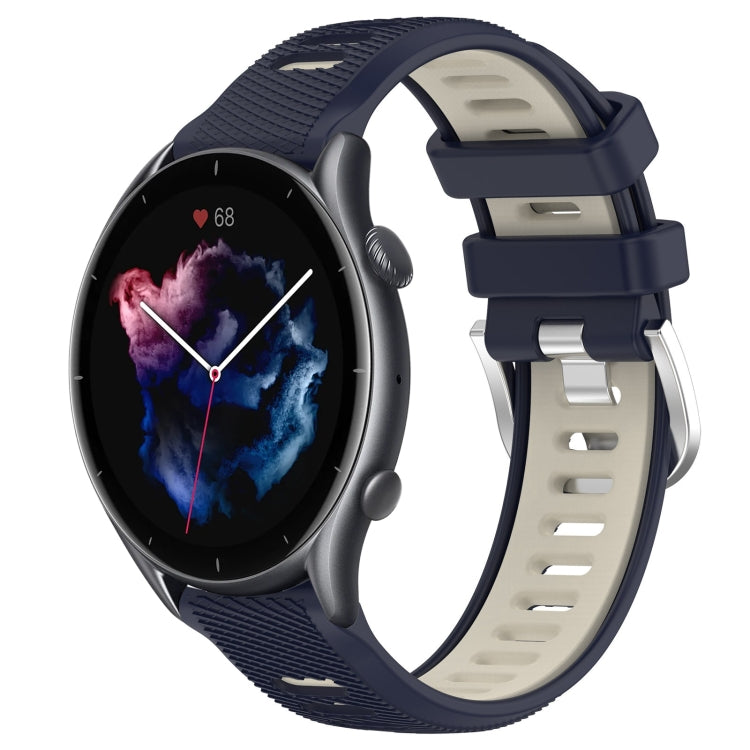 For Amazfit GTR 3 Pro 22mm Cross Texture Two Color Silicone Steel Buckle Watch Band(Midnight Blue + Starlight) -  by PMC TechLife | Online Shopping South Africa | PMC TechLife