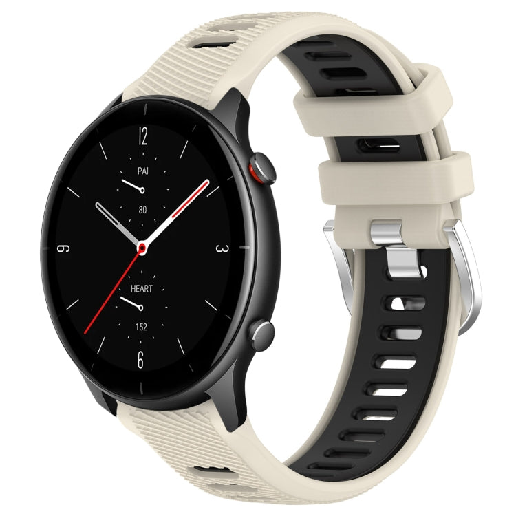 For Amazfit GTR 2e 22mm Cross Texture Two Color Silicone Steel Buckle Watch Band(Starlight+Black) - Smart Wear by PMC TechLife | Online Shopping South Africa | PMC TechLife