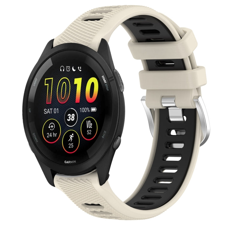 For Garmin Forerunner 265 22mm Sports Two-Color Steel Buckle Silicone Watch Band(Starlight+Black) - Smart Wear by PMC TechLife | Online Shopping South Africa | PMC TechLife
