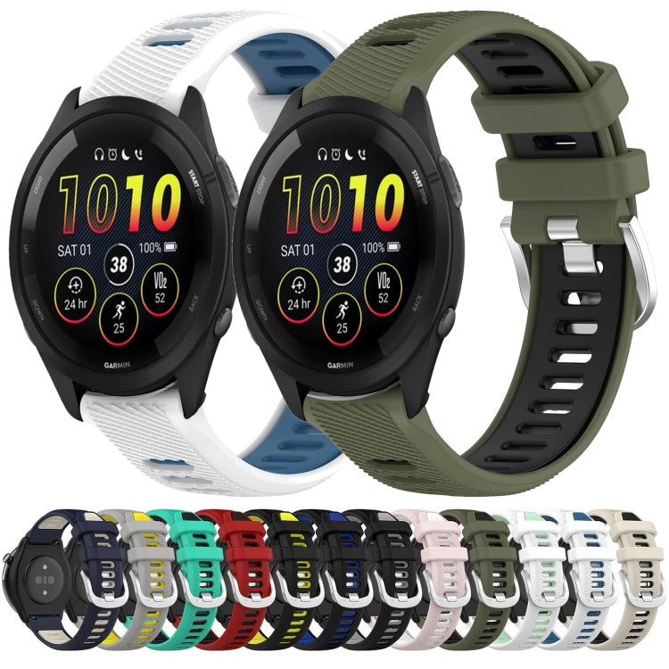 For Garmin Venu 2 22mm Sports Two-Color Steel Buckle Silicone Watch Band(Black+Blue) - Smart Wear by PMC TechLife | Online Shopping South Africa | PMC TechLife