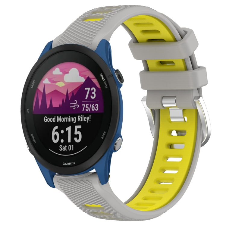 For Garmin Forerunner 255 22mm Sports Two-Color Steel Buckle Silicone Watch Band(Grey+Yellow) - Smart Wear by PMC TechLife | Online Shopping South Africa | PMC TechLife