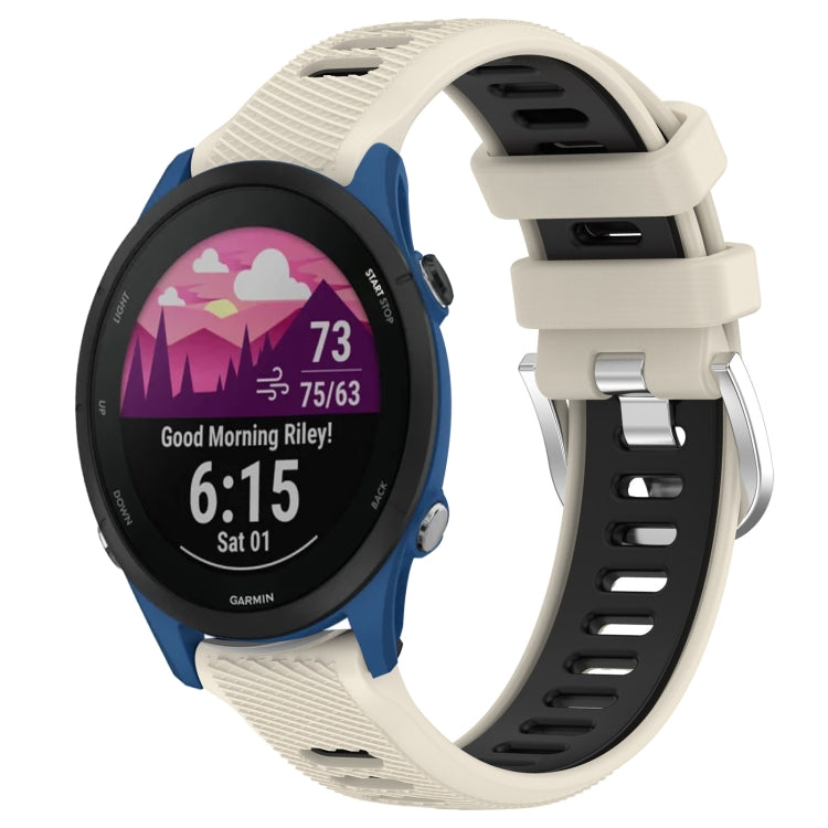 For Garmin Forerunner 255 Music 22mm Sports Two-Color Steel Buckle Silicone Watch Band(Starlight+Black) - Smart Wear by PMC TechLife | Online Shopping South Africa | PMC TechLife