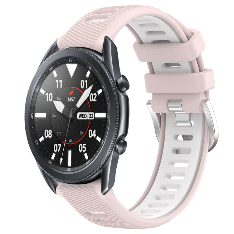 For Samsung Galaxy Watch3 45mm 22mm Sports Two-Color Steel Buckle Silicone Watch Band(Pink+White) - Smart Wear by PMC TechLife | Online Shopping South Africa | PMC TechLife
