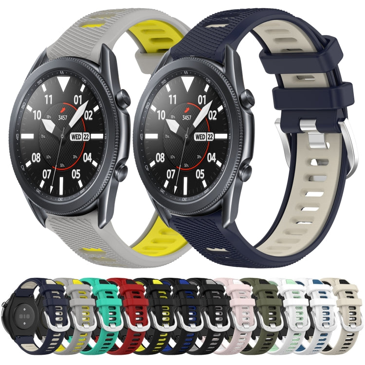 For Samsung Galaxy Watch 46mm 22mm Sports Two-Color Steel Buckle Silicone Watch Band(Starlight+Black) - Smart Wear by PMC TechLife | Online Shopping South Africa | PMC TechLife