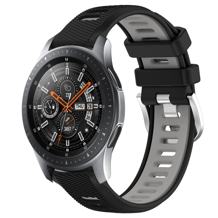 For Samsung Galaxy Watch 46mm 22mm Sports Two-Color Steel Buckle Silicone Watch Band(Black+Grey) - Smart Wear by PMC TechLife | Online Shopping South Africa | PMC TechLife
