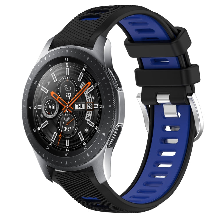 For Samsung Galaxy Watch 46mm 22mm Sports Two-Color Steel Buckle Silicone Watch Band(Black+Blue) - Smart Wear by PMC TechLife | Online Shopping South Africa | PMC TechLife