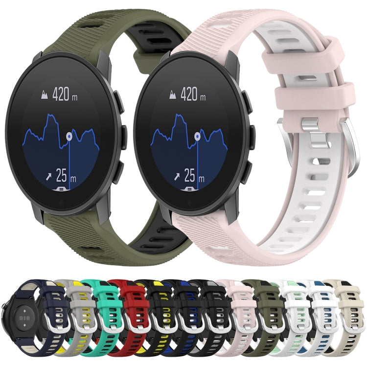 For SUUNTO 5 Peak 22mm Sports Two-Color Steel Buckle Silicone Watch Band(Starlight+Black) - Smart Wear by PMC TechLife | Online Shopping South Africa | PMC TechLife