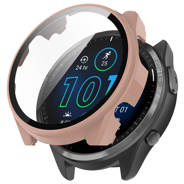 For Garmin Forerunner 965 PC + Toughened Film Integrated Watch Protective Case(Pink) - Smart Wear by PMC TechLife | Online Shopping South Africa | PMC TechLife