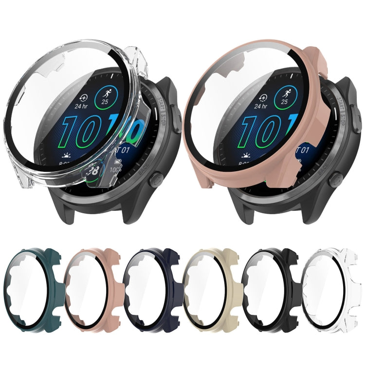 For Garmin Forerunner 965 PC + Toughened Film Integrated Watch Protective Case(Ivory) - Smart Wear by PMC TechLife | Online Shopping South Africa | PMC TechLife