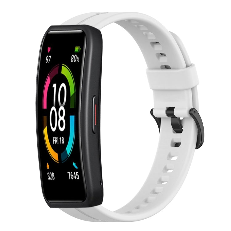 For Huawei Band 6 Solid Color Silicone Watch Band(White) - Smart Wear by PMC TechLife | Online Shopping South Africa | PMC TechLife