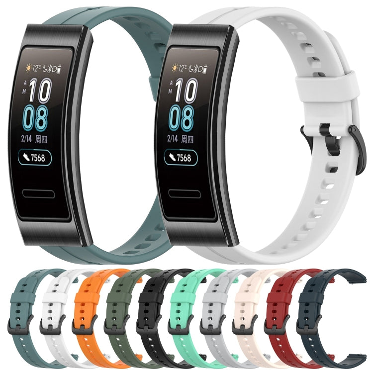For Huawei Band 3 Solid Color Silicone Watch Band(White) - Smart Wear by PMC TechLife | Online Shopping South Africa | PMC TechLife