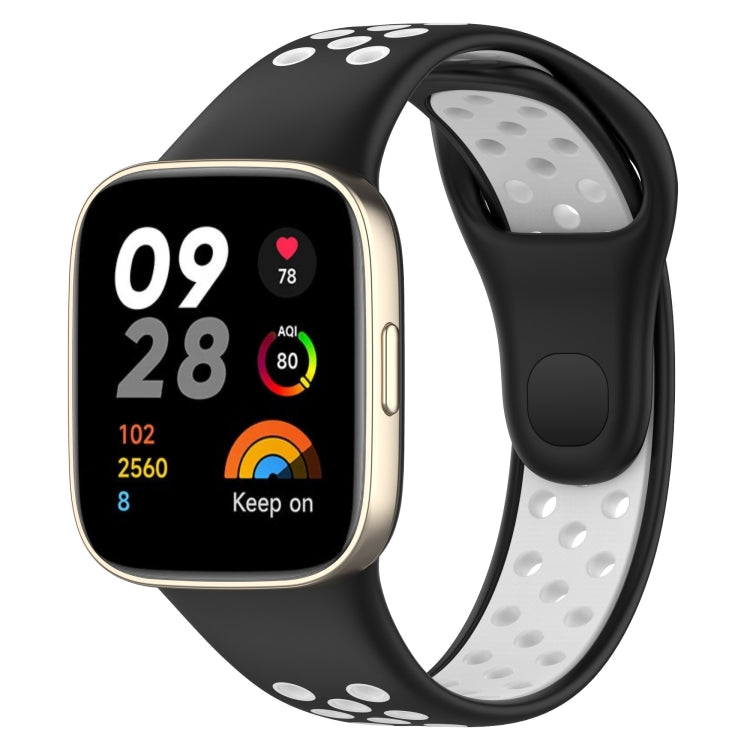 For Redmi Watch 3 Sports Two-Color Silicone Watch Band(Black+White) - Smart Wear by PMC TechLife | Online Shopping South Africa | PMC TechLife