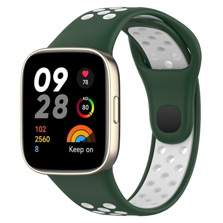 For Redmi Watch 3 Sports Two-Color Silicone Watch Band(Dark Green+White) - Smart Wear by PMC TechLife | Online Shopping South Africa | PMC TechLife