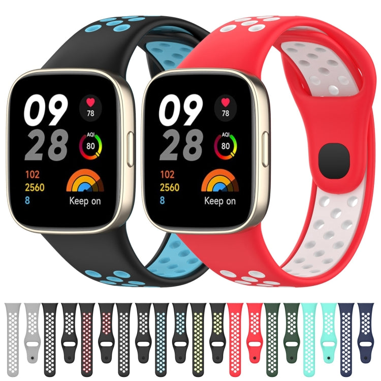 For Redmi Watch 3 Lite Sports Two-Color Silicone Watch Band(Dark Green+White) - Smart Wear by PMC TechLife | Online Shopping South Africa | PMC TechLife