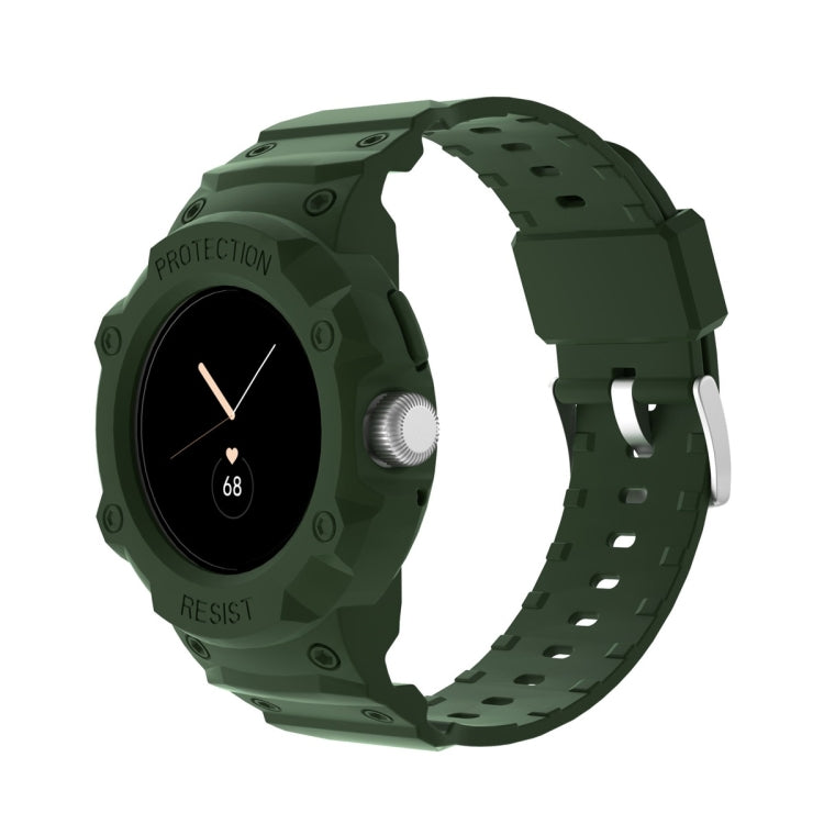 For Google Pixel Watch JUNSUNMAY Integrated TPU Adjustable Elastic Watch Band(Army Green) - Watch Bands by JUNSUNMAY | Online Shopping South Africa | PMC TechLife | Buy Now Pay Later Mobicred
