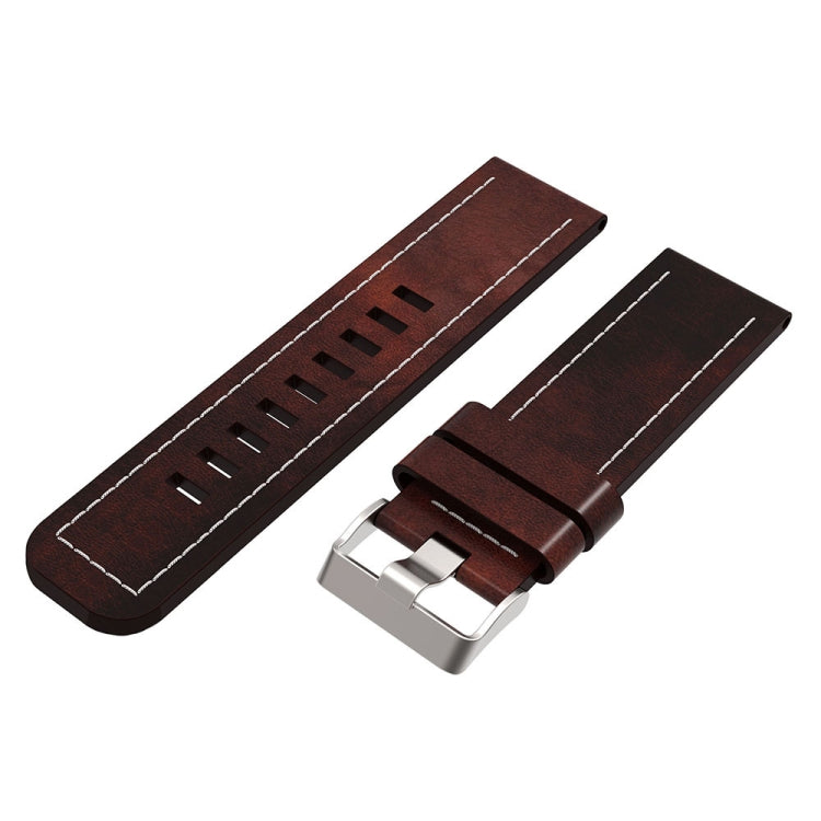 For Garmin Fenix 5X Sapphire 26mm Sewing Leather Steel Buckle Watch Band(Black) - Smart Wear by PMC TechLife | Online Shopping South Africa | PMC TechLife