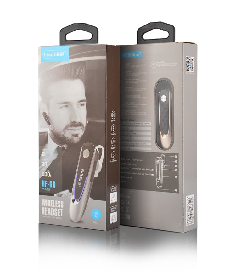 Fineblue HF68 Bluetooth Mini Earphone Business Wireless Earbud Stereo Music Hands-free Calling Earphone Large Battery Capacity Black - Bluetooth Earphone by Fineblue | Online Shopping South Africa | PMC TechLife | Buy Now Pay Later Mobicred