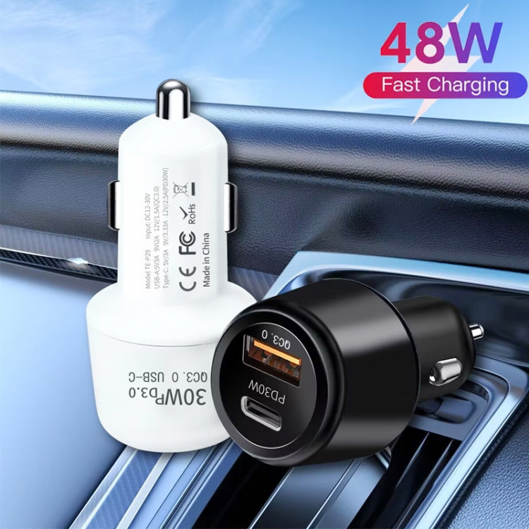 P29 48W PD30W + QC3.0 18W USB Dual Port Car Charger(White) - free shipping - PMC TechLife - Order now!