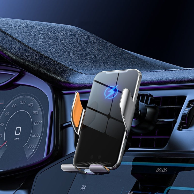 C9 Car Wireless Charger Phone Holder Infrared Auto-Clamping Metal Phone Mount Car Charger(Gray) - Wireless Charger Holders by PMC TechLife | Online Shopping South Africa | PMC TechLife