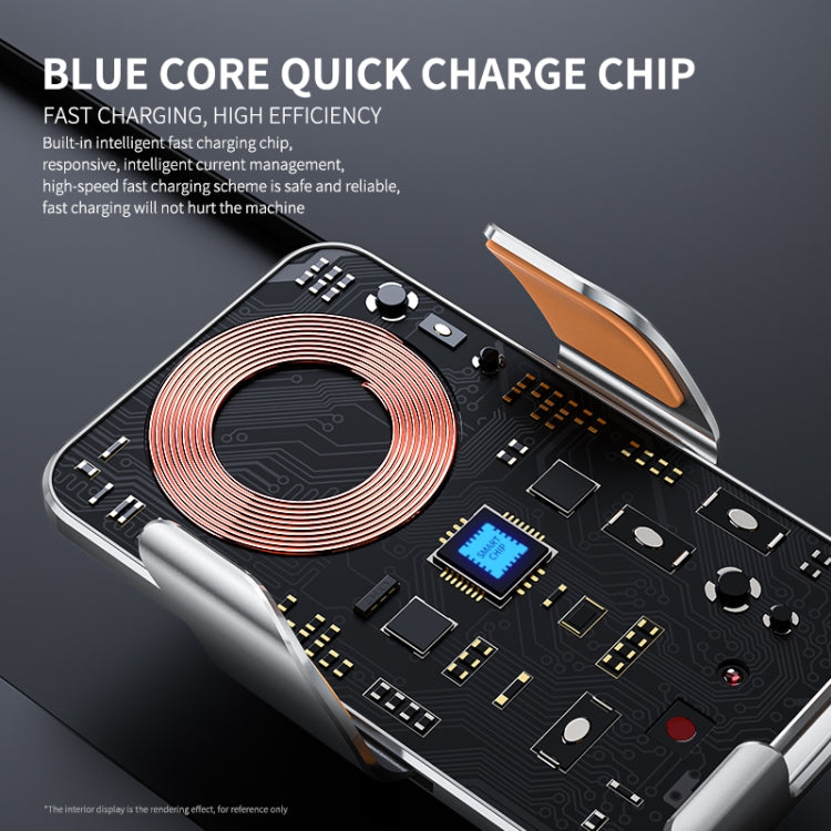 C9 Car Wireless Charger Phone Holder Infrared Auto-Clamping Metal Phone Mount Car Charger(Blue) - Wireless Charger Holders by PMC TechLife | Online Shopping South Africa | PMC TechLife