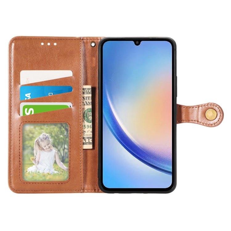 For Samsung Galaxy A34 5G Retro Solid Color Buckle Leather Phone Case(Brown) - free shipping - PMC TechLife - Order now!