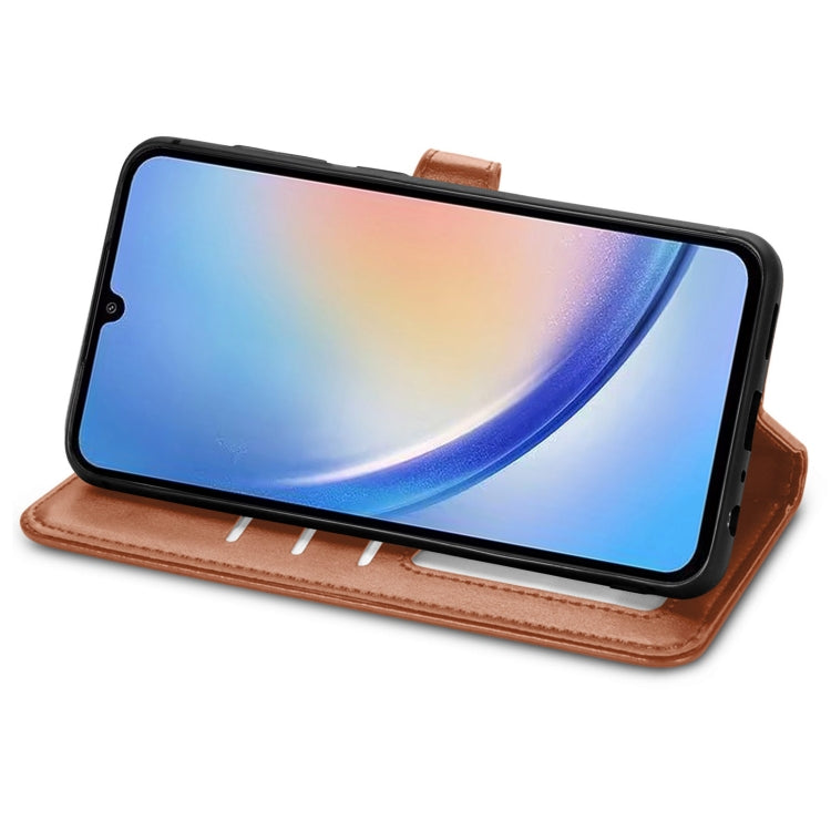 For Samsung Galaxy A34 5G Retro Solid Color Buckle Leather Phone Case(Brown) - free shipping - PMC TechLife - Order now!