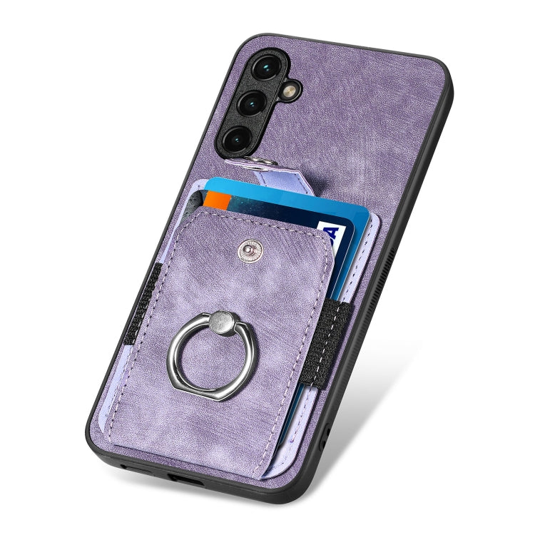 For Samsung Galaxy A14 5G Retro Skin-feel Ring Card Wallet Phone Case(Purple) - free shipping - PMC TechLife - Order now!