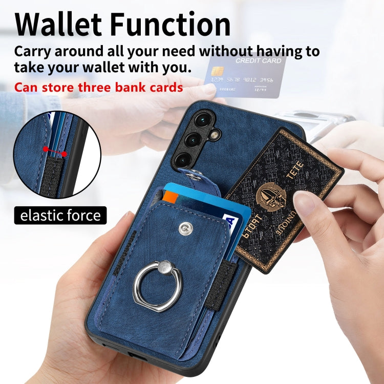For Samsung Galaxy A14 5G Retro Skin-feel Ring Card Wallet Phone Case(Purple) - free shipping - PMC TechLife - Order now!