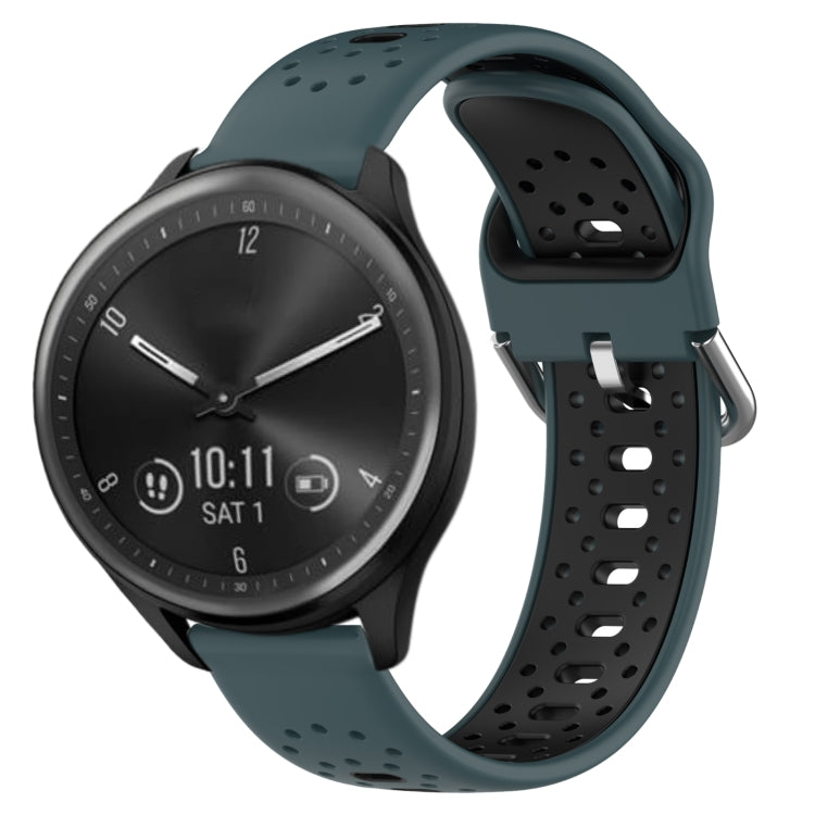 For Garmin Vivomove Sport 20mm Breathable Two-Color Silicone Watch Band(Olive Green+Black) -  by PMC TechLife | Online Shopping South Africa | PMC TechLife