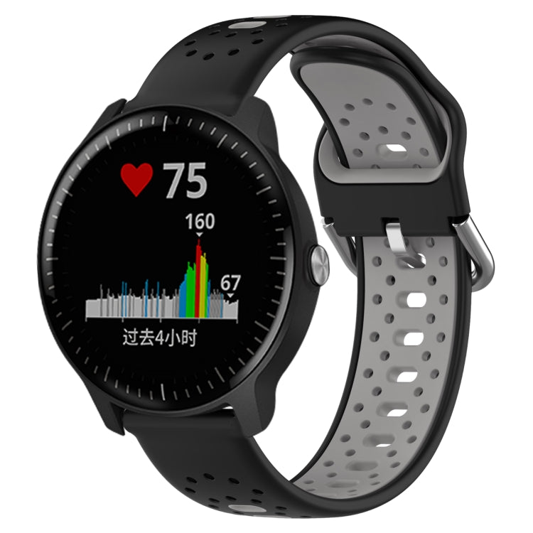 For Garmin Vivoactive3 Music 20mm Breathable Two-Color Silicone Watch Band(Black+Grey) -  by PMC TechLife | Online Shopping South Africa | PMC TechLife