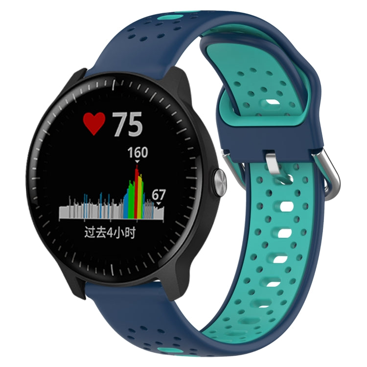 For Garmin Vivoactive3 Music 20mm Breathable Two-Color Silicone Watch Band(Blue+Teal) - Watch Bands by PMC TechLife | Online Shopping South Africa | PMC TechLife