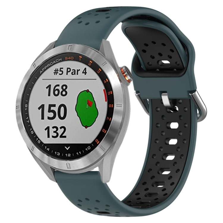 For Garmin Approach S40 20mm Breathable Two-Color Silicone Watch Band(Olive Green+Black) - Watch Bands by PMC TechLife | Online Shopping South Africa | PMC TechLife
