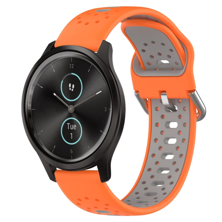 For Garmin VivoMove Style 20mm Breathable Two-Color Silicone Watch Band(Orange+Grey) -  by PMC TechLife | Online Shopping South Africa | PMC TechLife
