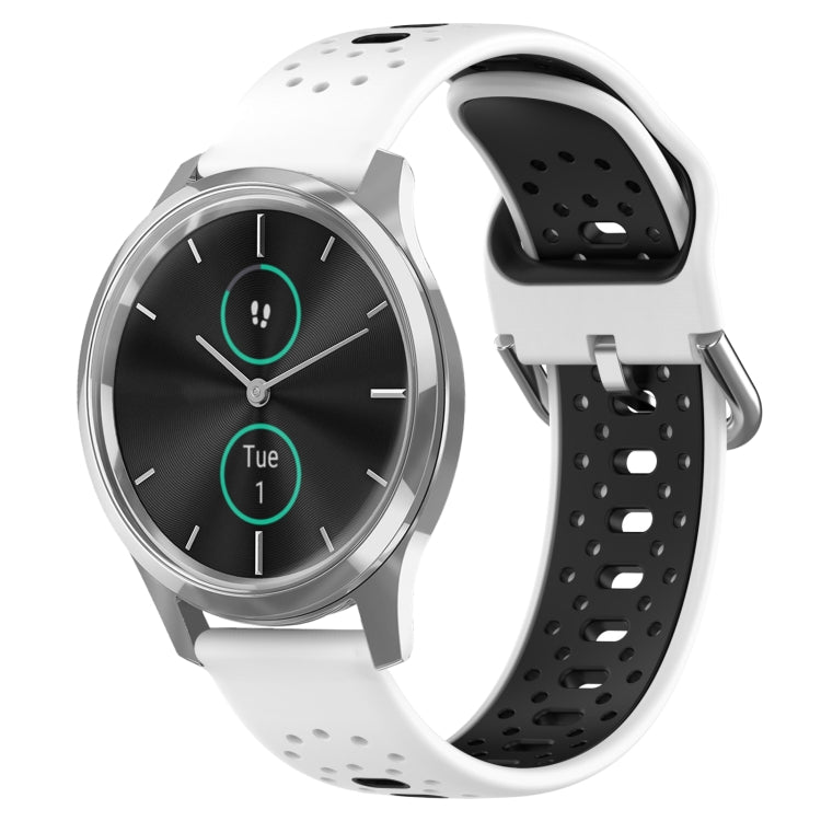 For Garmin VivoMove Luxe 20mm Breathable Two-Color Silicone Watch Band(White+Black) - Watch Bands by PMC TechLife | Online Shopping South Africa | PMC TechLife