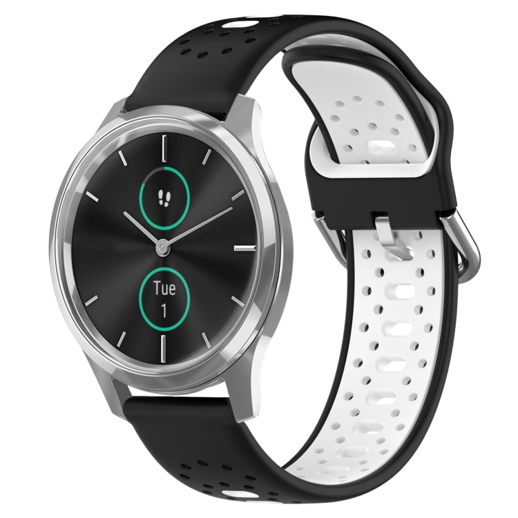 For Garmin VivoMove Luxe 20mm Breathable Two-Color Silicone Watch Band(Black+White) - Watch Bands by PMC TechLife | Online Shopping South Africa | PMC TechLife