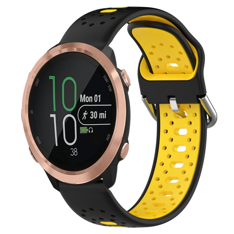 For Garmin Forerunner 645 20mm Breathable Two-Color Silicone Watch Band(Black+Yellow) - Watch Bands by PMC TechLife | Online Shopping South Africa | PMC TechLife